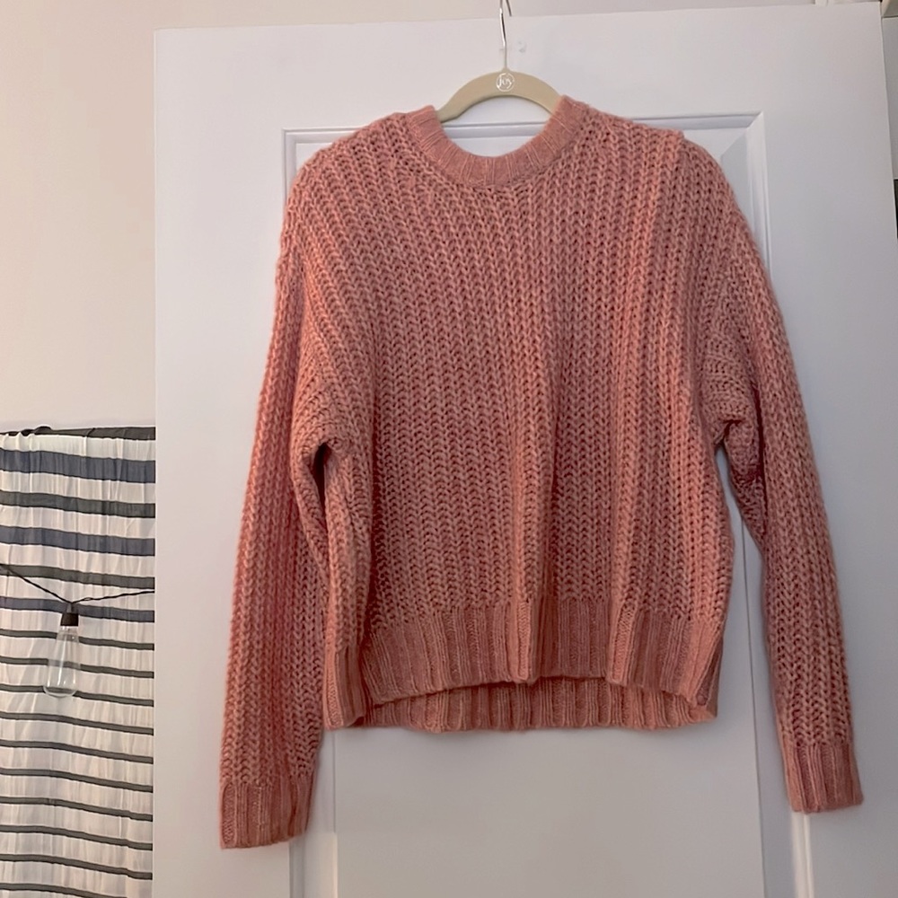 American eagle pink cable sweater